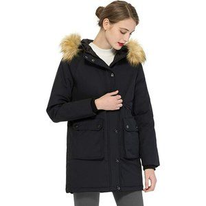 Amazon OROLAY Jacket with Duck Down Filler 11 pockets, fur trim size Small